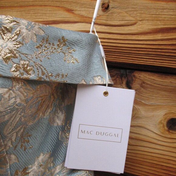 MAC DUGGAL 20726 Blue Strapless Brocade Midi Dress with Pockets - Picture 12 of 16